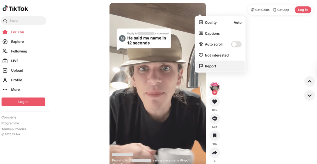 This image of a TikTok screen illustrates our discussion topic: How to remove a fake TikTok account to protect brands, VIPs, and executives.